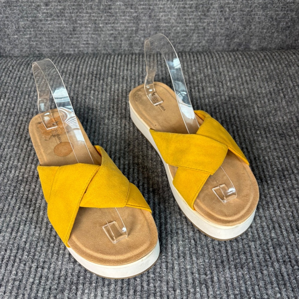 Koolaburra by UGG Yellow Suede Criss Cross Platform Slide Sandals Womens 8